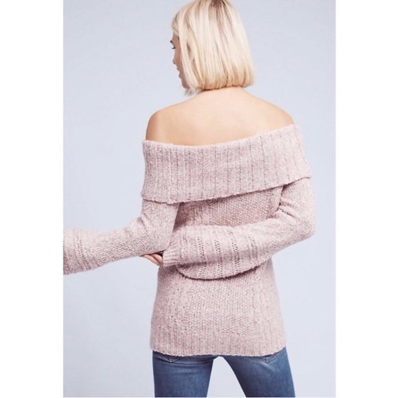 Anthropologie Sleeping on Snow Violet Marled Off the Shoulder Sweater - Size M - Picture 4 of 11